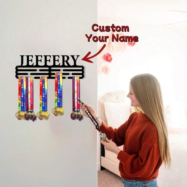Custom Engraved Medal Hanger, Personalized Metal Sign For Sports Awards, Weatherproof Display Collection - For Sports Enthusiasts Athletes - Indoor Outdoor Display, Perfect Gift For Sports Fans Champions,Multi-Functional,Durable,Ornamental,Reusable,Exquisite,Stylish,High-Quality,Colorful,Modern,Custom,Personalized,Unique