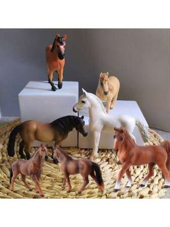 逼真的马动物模型套装，阿拉伯种马，威尔士小马，迷你设得兰小马，农场动物玩具雕像，桌面装饰