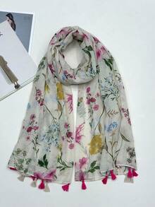 Elegant Style Scarf Fashionable Women's Silk Scarf New Breathable Tassel Shawl Spring Summer Vibrant Long Scarf Outdoor Sun Protection Beach Towel Versatile Headscarf - Multicolor - View 12