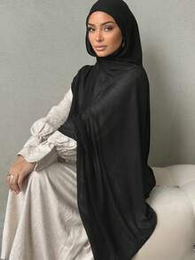 1pc Solid Color Double Needle Edged Super Oversized Lightweight Soft Modal Hijab Shawl Scarf For Dress - Multicolor - View 18