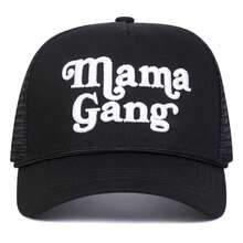 1pc Women "Mama Gang" Embroidered Baseball Cap, Fashionable Sports Trucker Hat, Adjustable Sun Protection Casual Mesh Cap, Suitable For Spring/Autumn Outdoor, Travel, Beach, Party - Multicolor - View 3