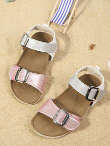 Girls' Colorblock Summer Sandals, Children's Fashion Casual Beach Shoes, Suitable For Daily Outings, Vacation And Travel - Baby Pink - View 5