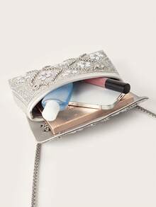 闪亮、闪耀、迷人、优雅、精致、安静奢华的晚宴包，适合派对、婚礼、舞会、晚宴/宴会，搭配婚纱、礼服、舞会礼服、生日礼服 - 銀色 - 查看 7