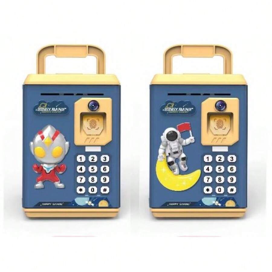 Cajero automático inteligente de dibujos animados con voz, cajero automático, alcancía, huella dactilar, contraseña, alcancía, juguete para niños - Embalaje en caja de color - Ver 1