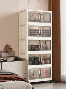1pc 45cm/17.7in Wide Collapsible Storage Cabinet, Foldable Storage Box, Home Living Room Toy Cabinet, Snack Organizer, Kitchen Cabinet, Christmas Gift, Storage Bin, Under Bed Organizer