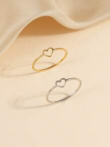 1 pieza, 2 piezas Anillo de mujer de amor hueco de acero inoxidable con diseño sencillo y de moda, adecuado para decoración diaria de la mujer o regalo