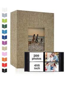 1 件亚麻相册 4x6-200/300/600 个口袋，带水平和垂直口袋，亚麻封面相册，适合婚礼、家庭、周年纪念、青年、节日、情人节、母亲节礼物、返校、学校用品 - 彩色 - 查看 11