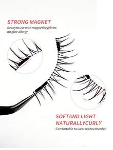 3 Pairs Magnetic False Eyelashes Kit With Tweezers Reusable Natural Manga Eyelashes Applicator,Natural Spiky Manga Lashes Cat-Eye Fluffy Wispy Soft Lashes Fake Eyelashes False Eyelashes Strip,Natural Soft Eyelash Crisscross Wispy Fluffy Lashes,Naturally Slender, Curled And Enlarged Eyes,For Women To Use Travel, Party,Natural Eye Lashes Mixed Design - 黑色 - 查看 10