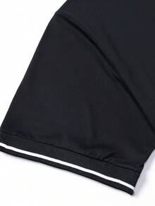 男士休闲百搭纯色短袖 Polo 衫 - 黑色 - 查看 7