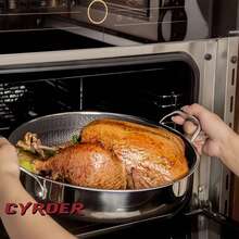 Sartén antiadherente de alta calidad, sartén de acero inoxidable de triple capa, con tapa y dos asas, de acero inoxidable 304, compatible con todo tipo de cocinas, apta para lavavajillas y horno, calentamiento rápido y uniforme, utensilios de cocina duraderos - Sartén de doble asa con tapa - Ver 4