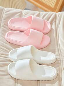 1双超柔软EVA室内防滑拖鞋，浴室易清洁加厚减震家居拖鞋，静音情侣拖鞋，适合家用 - 白色 - 查看 5