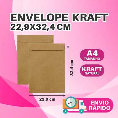 Envelope A4 Tipo Saco 100uni Kraft Natural 80g 22,9x32,4mm