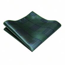 男士1/2/3/4/5件套，包含真丝条纹领带、银色领带夹、口袋巾、袖扣和胸花。经典条纹图案与西装和燕尾服完美搭配，让您在任何场合都脱颖而出。适用于商务、庆典、婚礼、正式活动、休闲派对、特殊场合等。是父亲节、周年纪念、生日等场合的理想礼物。男士领带 - 綠色 - 查看 3