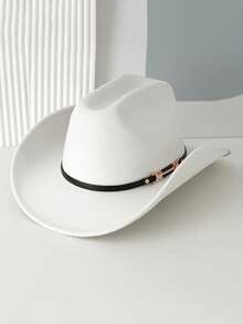 1 PC Women's Polyester Western Cowboy Hat, Unisex Vintage Style Hat, Personalized Decoration, Suitable For Daily Casual Wear, Western Cowboy Party, Bar Cowboy (One Size Fits All) Valentine's Day Gift - Multicolor - View 11