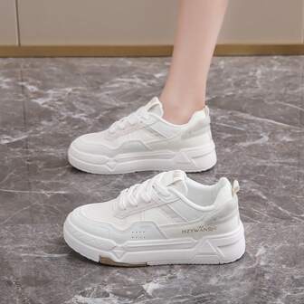 JONEY GREEN Zapatillas de mujer de suela gruesa y blanca de moda, zapatos casuales transpirables de fácil deslizamiento, versátiles para primavera y otoño 2025