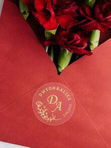 30-240 Etiquetas personalizadas con nombre/fecha para recuerdos de boda, pegatinas transparentes personalizadas para boda - Estilo A - Ver 5