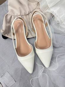 Minimalist White Flat Shoes For Teenagers, Elegant Patchwork Design, Suitable For All Seasons, Daily And Formal Wear - White - View 3