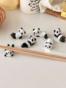 5pcs Ceramic Panda Design Chopstick Rest Holder, Cute Chopstick Stand For Home Use - Black and White - View 8