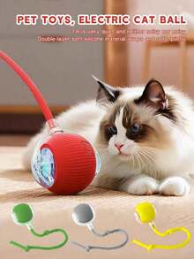 Bola de persecución inteligente con cuerda de unicolor para gatos, juguete interactivo para gatos, juguete de interior para gatos, juguete para gatos adultos, bola inteligente para mascotas