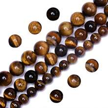 1 String 4/6/8/10MM Natural Stone Beads Tiger Eye Round Loose Beads DIY For Pendant Jewelry Making - 棕色 - 查看 4