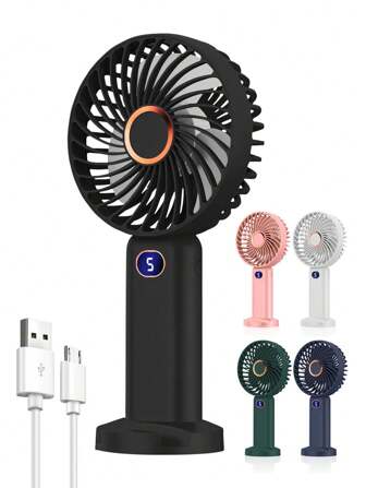 Portable Mini Fan, Handheld Travel Fan, 5 Adjustable Speeds Silent Fan, USB Rechargeable Personal Fan For Office, Room, Outdoor Travel Essentials For Summer Summer Cooling,Beach,Travel