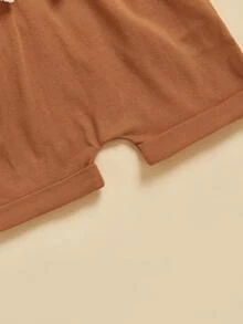 0M-3T Toddler Baby Boy Cow Outfit Letter Cattle Short Sleeve T-Shirt Solid Elastic Waist Shorts 2 Piece Summer Set - Khaki - View 10