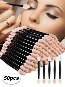 Eye Shadow Brush|Eye Shadow Brush With Clear Storage Box Set|Disposable Dual Sides Eye Shadow Sponge| Applicators With Container| Eyeshadow Brushes |Makeup Applicator |Makeup Tools|Nail Powder Brush - Multicolor - View 2