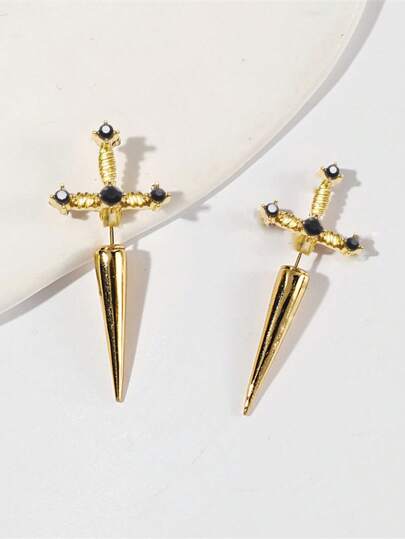 1pair Gothic-style Metallic Earrings For Women, Party, Music Festival, Birthday, Festival Decoration