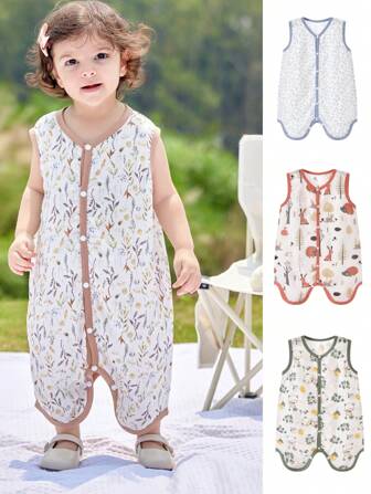 夏季 0-6 岁儿童防踢毯透气幼儿睡袋婴儿平纹细布背心舒适柔软睡衣连体床上用品睡衣快速吸湿排汗理想