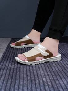 男士休闲复古拖鞋，新款春夏户外沙滩凉鞋，简约时尚轻便透气拖鞋 - 米色 - 查看 6