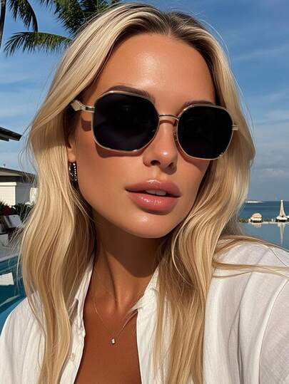 1/3副男女通用几何金属优雅百搭时尚太阳镜，适合街头风格、旅行、运动、驾驶、海滩、节日、度假、钓鱼、户外活动、高尔夫、街头风、驾驶、派对、郊游、徒步旅行