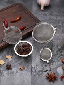 1st RVS kruideninfuserbal met ketting - Fijne zeef voor thee, kruiden en bouillon - Perfect voor koken, brouwen en hete potkruiden, accessoire voor het zetten van thee | Functioneel keukengerei | Gemakkelijk op te halen ketting, thee-infuser