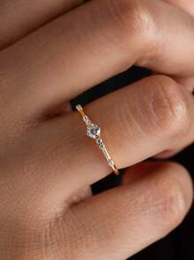 1 pièce Bague ouverte mince et délicate avec 7 pierres scintillantes de luxe minimaliste
