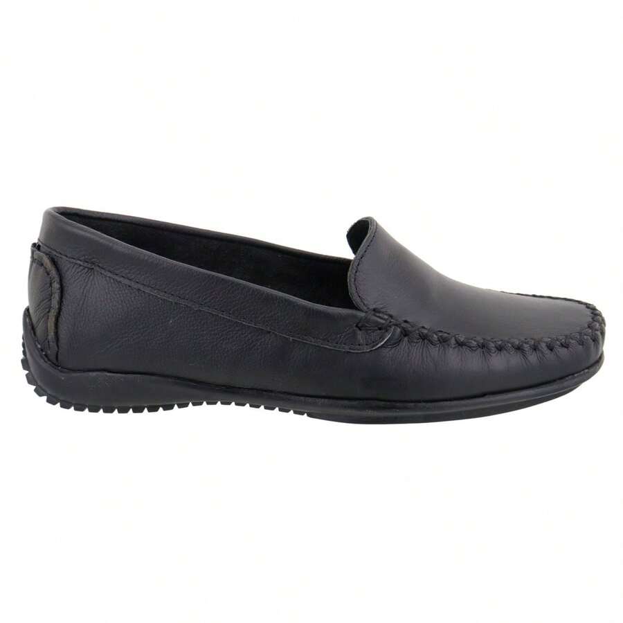 Women's Leather Moccasin Hand Stitching Comfort Casual Flats Shoes Ketter Boots Colors - 黑色 - 查看 1