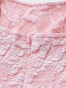 Floreya 夏季婚礼优雅纯色精致轻盈连衣裙，修身腰部吊带中长连衣裙，粉色派对 - 粉色 - 查看 7