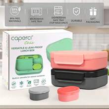 Boîte à lunch Bento classique - Boîte-repas étanche à compartiments multiples empilables avec pot à sauce, capacité de 5,8 tasses, comprend un set de couverts, fournitures scolaires