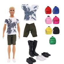 30 厘米/11.5 英寸娃娃服装衣柜，男士休闲简约时尚服装套装，包括 1 件衬衫、1 双鞋、1 个背包（不含娃娃）