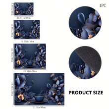 1pc Floral Print Drainage Mat/Absorbent Mat/Drying Mat For Coffee Makers, Dishes - Polyester Tabletop Protective Mat For Kitchen Counter Decoration, Home Bar And Dining Table