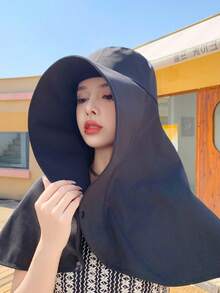 1pc Women's Multi-Color Curved Design Large Brim Round Buckle Fashionable Casual Street Beach Anti-Sun And Anti-UV Shawl Sunshade Hat Suitable For Daily Travel, Sports And Vacation Use - Multicolor - View 7