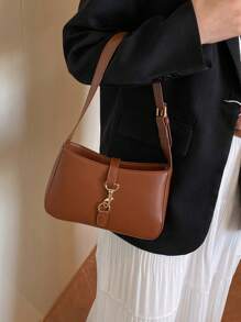 Bolso de hombro minimalista en forma de media luna, bolso de mujer elegante y práctico para el transporte diario