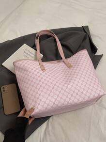SHIMEINI 1 peça 2025 Nova Moda Europeia e Americana Patchwork Grande Capacidade Bolsa Tote, Bolsa de Viagem, Bolsa de Compras, Adequada para Uso Diário Feminino, Bolsa de Livros de Volta às Aulas para Estudantes, Viagem de Férias, Feriado, Data, Presente