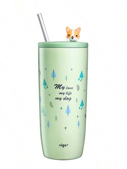 Cute Insulated Water Bottle - Vacuum Insulated Sports Water Bottle With Lid And Straw, Stainless Steel Portable Cup, Suitable For Home, Office, Outdoor Sports, Running, Fitness, Camping And Travel, Perfect Holiday Gift For Family And Friends