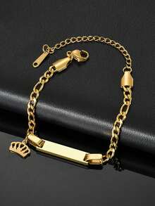 1Set Customized Name Necklace Bracelet Set, 18K Gold Plated Stainless Steel Jewelry For Girls, Graduation Gift, Class Of 2026 - Gold - View 9