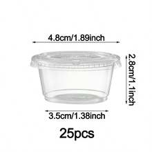 50 个带盖迷你一次性酱汁杯 - 透明分量控制容器，用于调味品、沙拉酱、果酱、餐食准备 - 非常适合家庭、餐厅和野餐 - 彩色 - 查看 11