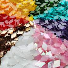100 片菱形云母马赛克瓷砖，多色透明玻璃马赛克碎片，彩色玻璃碎片适用于手工艺品、灯具、马赛克画、灯笼、楼梯、壁炉表面装饰材料 - 彩色 - 查看 7
