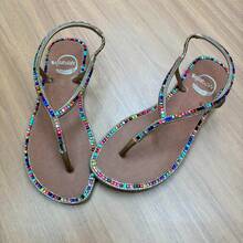 Women's Luxury Rhinestone Flat Sandal Art Griffe Paris Christmas New Year's Eve - VÀNG/Wisky - Xem 3