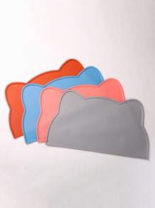 1 pièce Tapis de table pour chat et chien en silicone, en forme de tête de chat, facile à nettoyer, anti-déversement. Tapis de gamelle pour animaux de compagnie, imperméable, avec rebord antidérapant anti-fuite. Tapis de table pliable et isolant en forme de nuage, fournitures pour animaux de compagnie