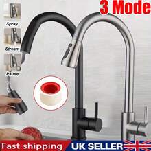 360° Kitchen Sink Mixer Taps Pull Out Spout Spray Single Lever Modern Mono Tap - Silver - View 3