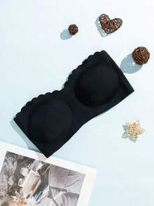 EMUPER 1 Piece Black Front Closure Seamless Lingerie Bra - Black - View 6