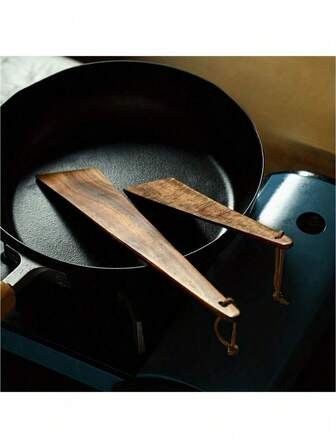 1pc Teak Spatula, Cooking Spatula, Steak Spatula, Heat Resistant And Easy To Clean, Home Cooking Utensil, Can Be Hung For Outdoor Storage, Flip Cooking Spatula, Frying Spatula, Kitchen Tool, Suitable For Frying Foods